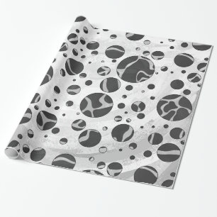 Giraffe Polka Dot Black and Light Gray Print Geschenkpapier