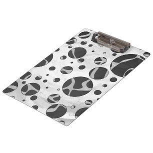 Giraffe Polka Dot Black and Light Gray Print Klemmbrett