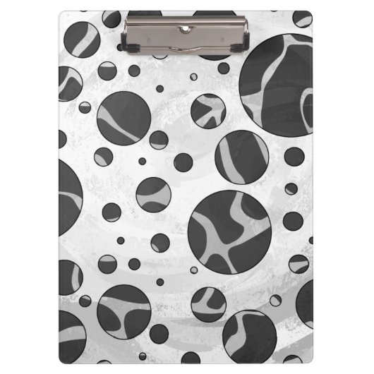 Giraffe Polka Dot Black and Light Gray Print Klemmbrett (Vorderseite)