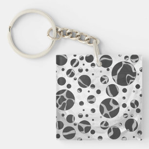 Giraffe Polka Dot Black and Light Gray Print Schlüsselanhänger