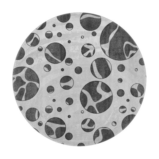 Giraffe Polka Dot Black and Light Gray Print Schneidebrett (Vorderseite)