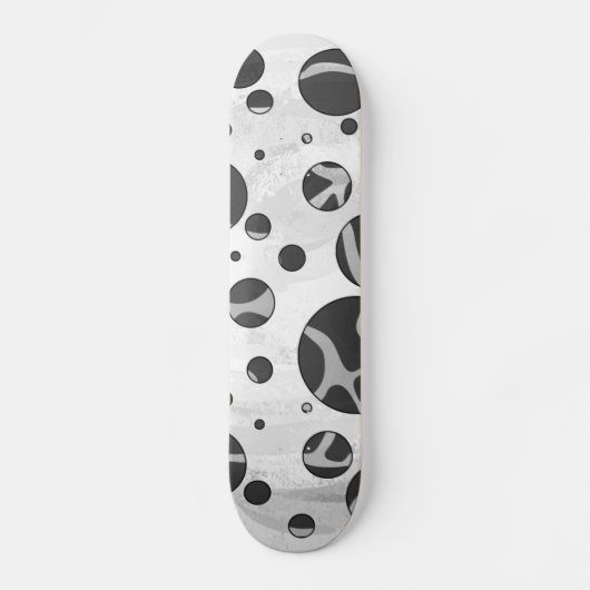 Giraffe Polka Dot Black and Light Gray Print Skateboard (Vorderseite)