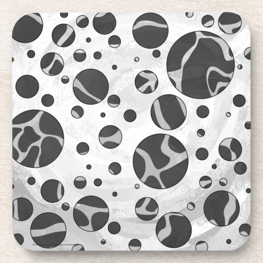 Giraffe Polka Dot Black and Light Gray Print Untersetzer (Vorderseite)