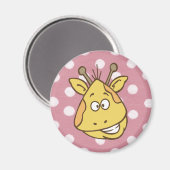 Giraffe Polka Dot Magnet (in Rosa und Gelb) (Vorderseite/Rückseite)