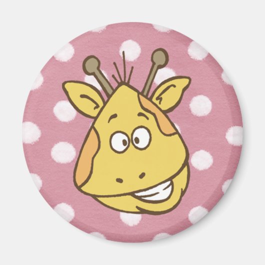 Giraffe Polka Dot Magnet (in Rosa und Gelb) (Vorne)