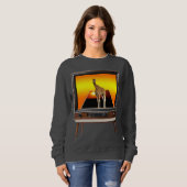 Giraffe Popout Art im alten analogen Fernsehen, Sweatshirt (Vorne ganz)