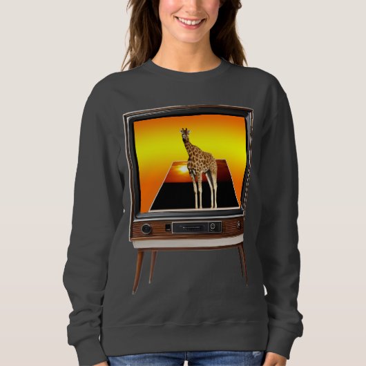 Giraffe Popout Art im alten analogen Fernsehen, Sweatshirt (Vorderseite)