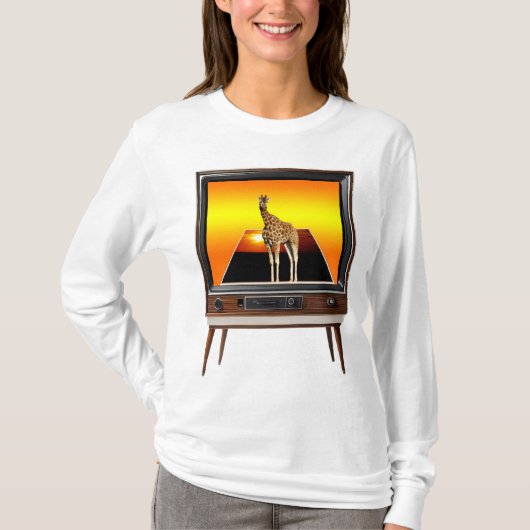 Giraffe Popout Art im alten analogen Fernsehen, T-Shirt (Vorderseite)