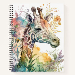 Giraffe Portrait Animal Painting Wildlife Outdoor Notizblock