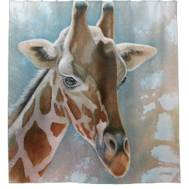 Giraffe Portrait Animal Watercolor Art Duschvorhang