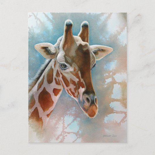Giraffe Portrait Animal Watercolor Art Postkarte (Vorderseite)