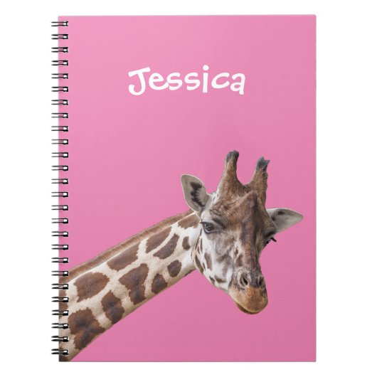 Giraffe Portrait auf Pink Girl Name Notizblock (Vorderseite)