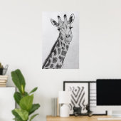 Giraffe Portrait Bleistift Sketch Zeichnend Kunstd Poster (Heimbüro)