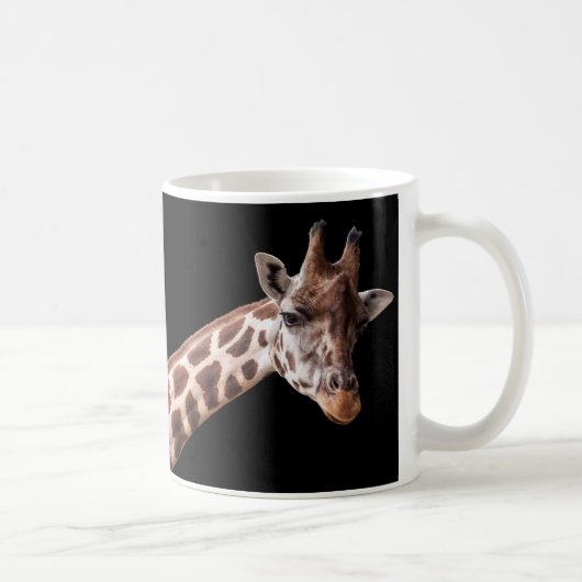 Giraffe Portrait Foto auf Schwarz Kaffeetasse (Rechts)