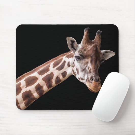 Giraffe Portrait Foto auf Schwarz Mousepad (Mit Mouse)