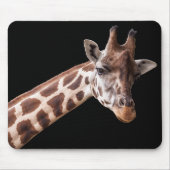 Giraffe Portrait Foto auf Schwarz Mousepad (Vorne)