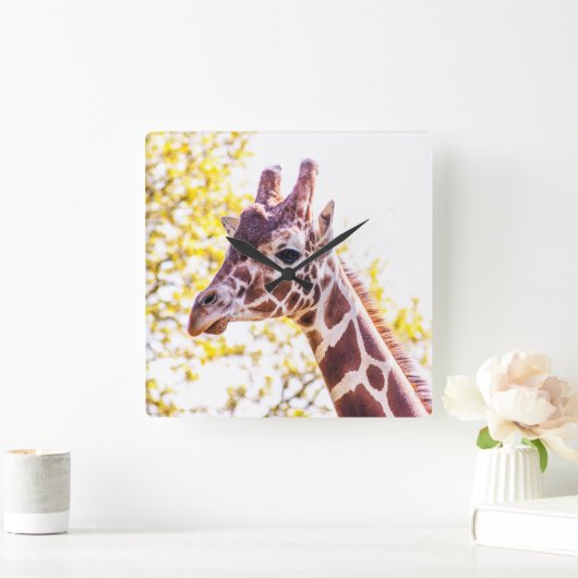 Giraffe Portrait Quadratische Wanduhr (Zuhause)