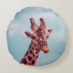 GIRAFFE PORTRAIT RUNDES KISSEN