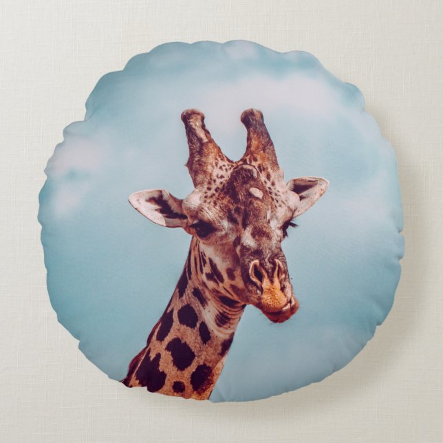 GIRAFFE PORTRAIT RUNDES KISSEN (Vorderseite)
