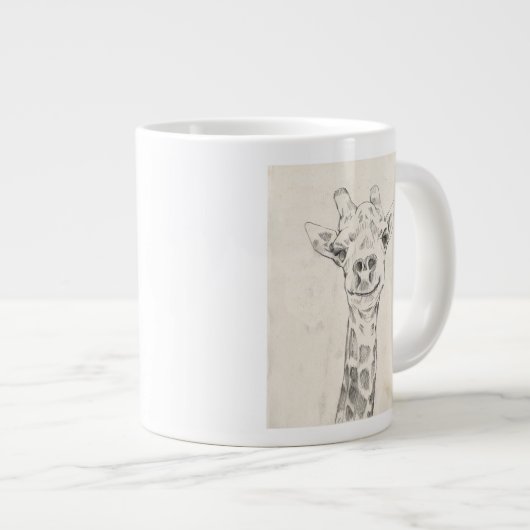 Giraffe Portrait Sketch Jumbo-Tasse (Vorderseite Rechts)