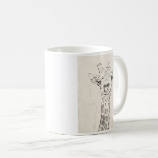 Giraffe Portrait Sketch Kaffeetasse (VorderseiteRechts)