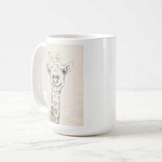Giraffe Portrait Sketch Kaffeetasse (Vorderseite Links)