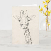 Giraffe Portrait | Sketch Karte (Gelbe Blume)