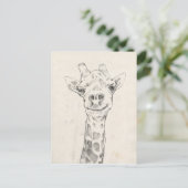 Giraffe Portrait Sketch Postkarte (Stehend Vorderseite)