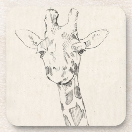 Giraffe Portrait | Zeichnung Getränkeuntersetzer (Vorderseite)