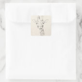 Giraffe Portrait | Zeichnung Quadratischer Aufkleber (Tasche)