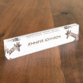 Giraffe Portraits Personalisierter Name Namensplakette (Seite)