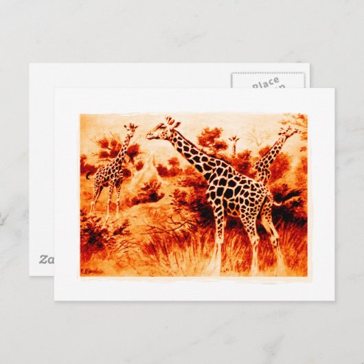 Giraffe Postkarte (Vorne/Hinten)