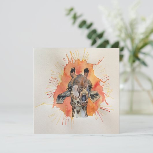 Giraffe-Postkartennotiz Dankeskarte (Stehend Vorderseite)