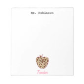 Giraffe Print Apple Teacher Notepad Notizblock (Vorderseite)