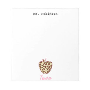Giraffe Print Apple Teacher Notepad Notizblock