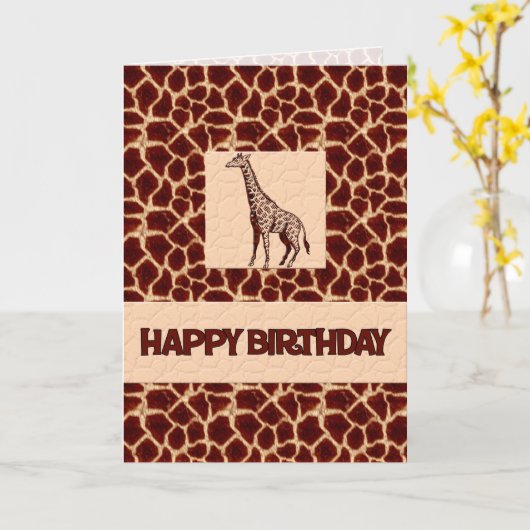 Giraffe Print Birthday Deluxe Karte (Gelbe Blume)