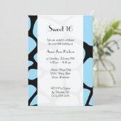 Giraffe Print, Blue Giraffe, Jungle, Sweet 16 Einladung (Stehend Vorderseite)