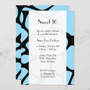 Giraffe Print, Blue Giraffe, Jungle, Sweet 16 Einladung