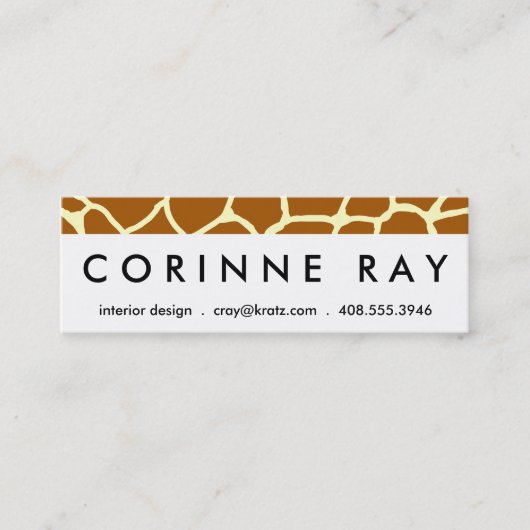 Giraffe Print Classic Brawn Yellow Animal Muster Mini Visitenkarte (Vorderseite)