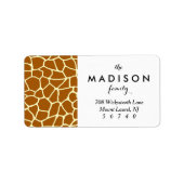 Giraffe Print Classic Brawn Yellow Animal Pattern Adressaufkleber (Vorne)