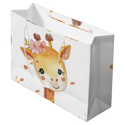 "Giraffe Print Decorative Gift Bag" Große Geschenktüte (Vorderseite Schrägansicht)