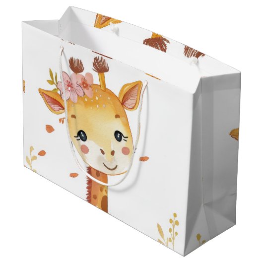 "Giraffe Print Decorative Gift Bag" Große Geschenktüte (Rückseite Schrägansicht)