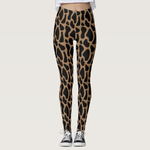 Giraffe Print Fashion Ladys Black und Mocha Leggings