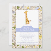 Giraffe Print in blauer Einladung (Vorderseite)