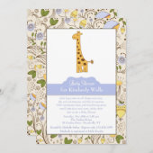 Giraffe Print in blauer Einladung (Vorne/Hinten)