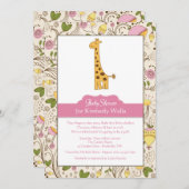 Giraffe Print in rosa Einladung (Vorne/Hinten)