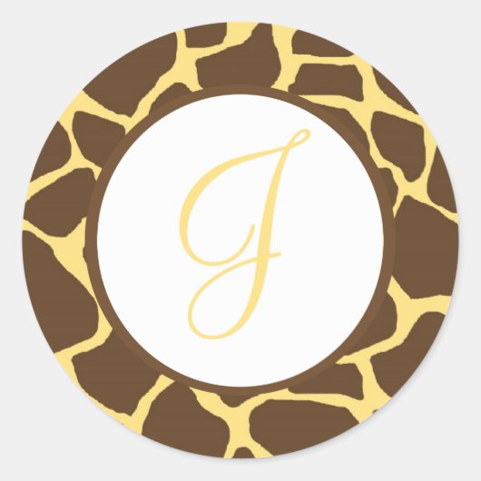 Giraffe Print Mit Monogramm Stickers (Vorderseite)