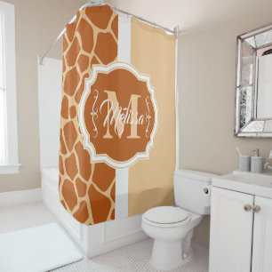 Giraffe Print Monogram Duschvorhang