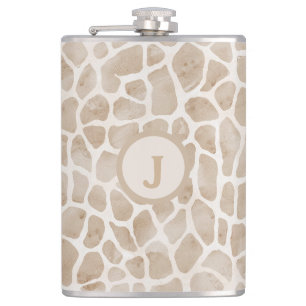 Giraffe Print Monogram Flachmann