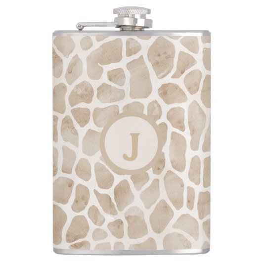 Giraffe Print Monogram Flachmann (Vorderseite)